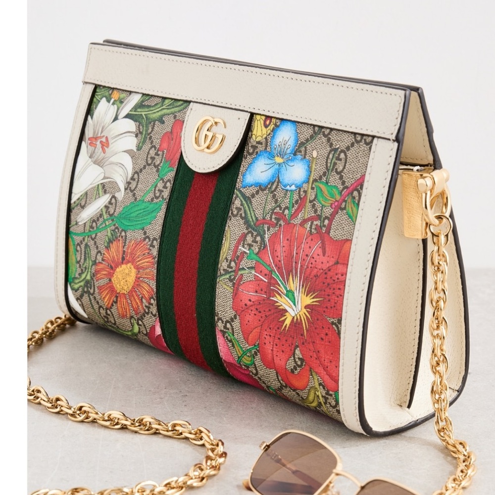 NEW Gucci GG Supreme Flora Ophidia Chain shoulder bag